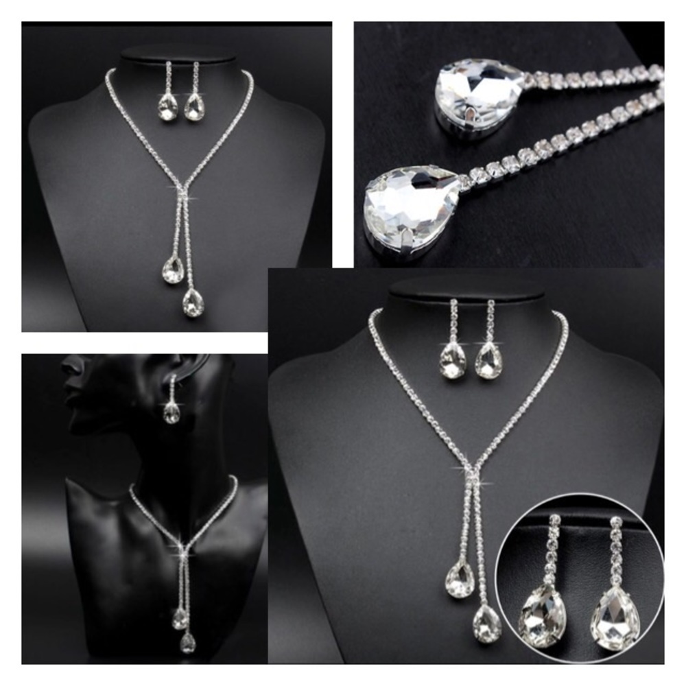 NEW!๐๐TEARDROP! CZ Y FORMAL BRIDAL PROM SET!๐๐ - Picture 1 of 8